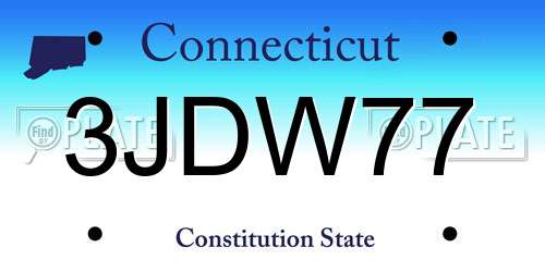 3JDW77 Connecticut License Plate