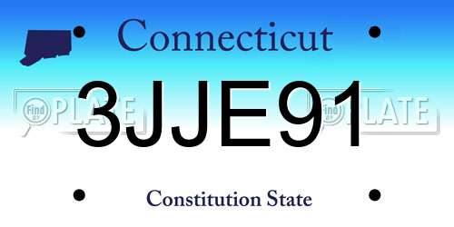 3JJE91 Connecticut License Plate