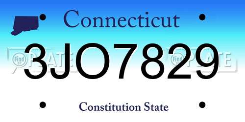3JO7829 Connecticut License Plate
