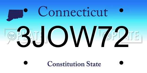 3JOW72 Connecticut License Plate