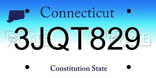 3JQT829 Connecticut License Plate
