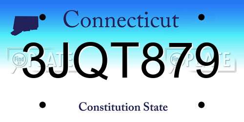 3JQT879 Connecticut License Plate