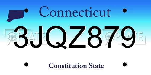 3JQZ879 Connecticut License Plate