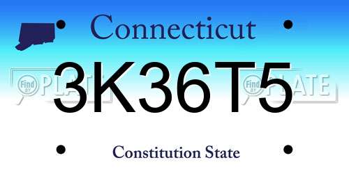 3K36T5 Connecticut License Plate