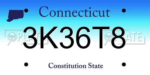 3K36T8 Connecticut License Plate