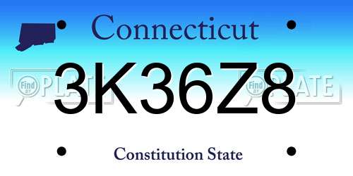 3K36Z8 Connecticut License Plate