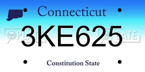 3KE625 Connecticut License Plate