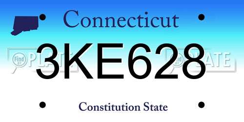 3KE628 Connecticut License Plate
