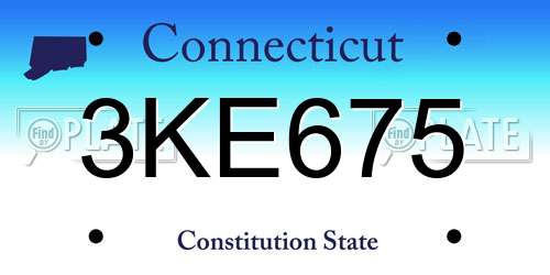 3KE675 Connecticut License Plate