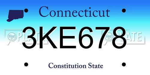 3KE678 Connecticut License Plate