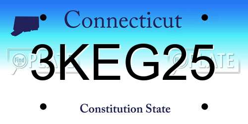 3KEG25 Connecticut License Plate
