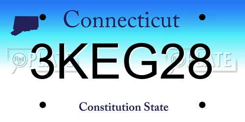 3KEG28 Connecticut License Plate