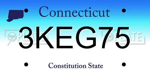 3KEG75 Connecticut License Plate
