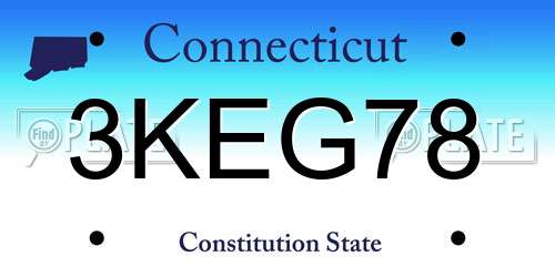 3KEG78 Connecticut License Plate