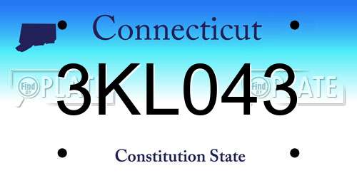 3KL043 Connecticut License Plate