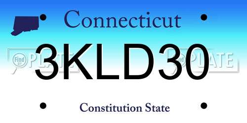 3KLD30 Connecticut License Plate