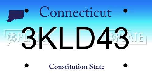 3KLD43 Connecticut License Plate