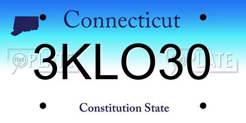 3KLO30 Connecticut License Plate