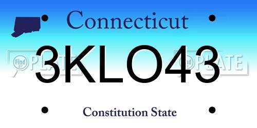 3KLO43 Connecticut License Plate
