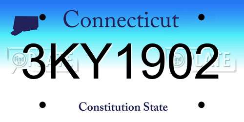 3KY1902 Connecticut License Plate