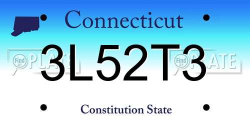 3L52T3 Connecticut License Plate
