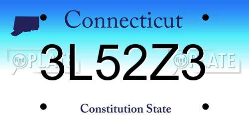 3L52Z3 Connecticut License Plate
