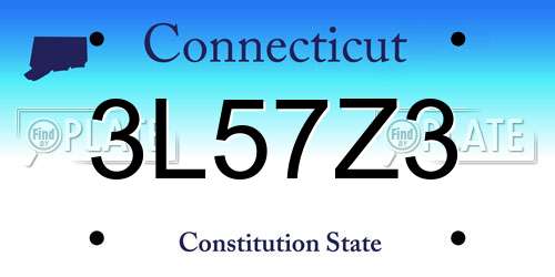 3L57Z3 Connecticut License Plate