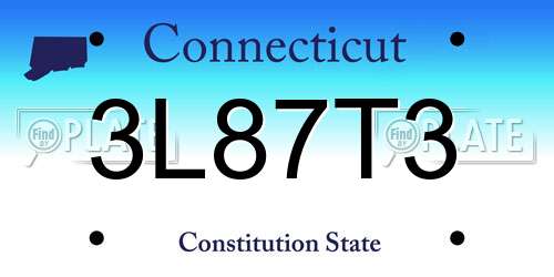 3L87T3 Connecticut License Plate