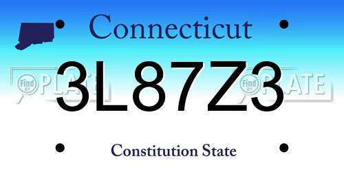 3L87Z3 Connecticut License Plate