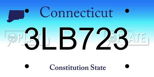 3LB723 Connecticut License Plate