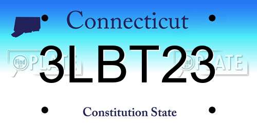3LBT23 Connecticut License Plate