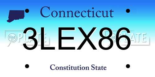 3LEX86 Connecticut License Plate