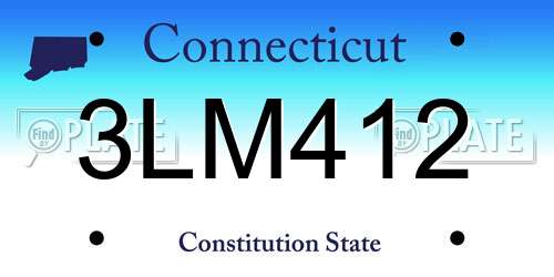 3LM412 Connecticut License Plate