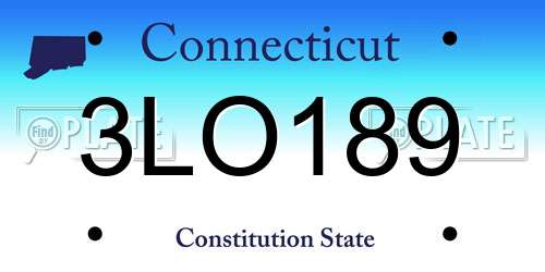 3LO189 Connecticut License Plate