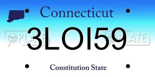 3LOI59 Connecticut License Plate