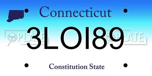 3LOI89 Connecticut License Plate