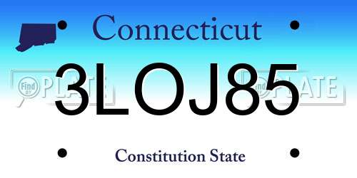 3LOJ85 Connecticut License Plate
