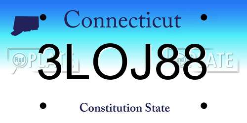 3LOJ88 Connecticut License Plate