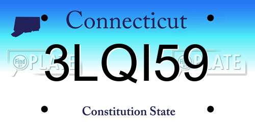 3LQI59 Connecticut License Plate