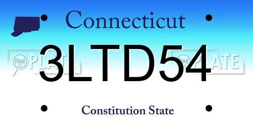 3LTD54 Connecticut License Plate