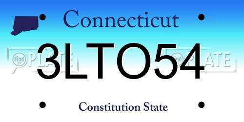3LTO54 Connecticut License Plate