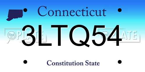 3LTQ54 Connecticut License Plate