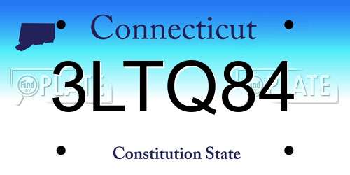 3LTQ84 Connecticut License Plate