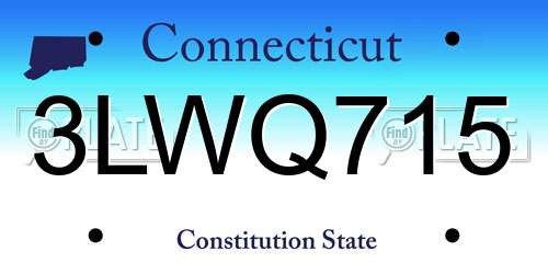 3LWQ715 Connecticut License Plate
