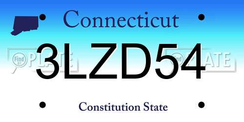 3LZD54 Connecticut License Plate