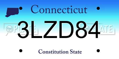 3LZD84 Connecticut License Plate