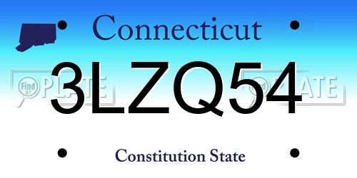 3LZQ54 Connecticut License Plate