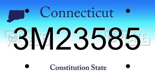 3M23585 Connecticut License Plate