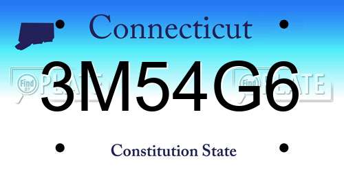 3M54G6 Connecticut License Plate