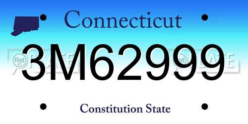 3M62999 Connecticut License Plate